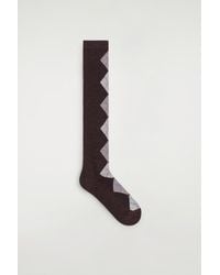 COS - Argyle Wool-Blend Knee Socks - Lyst
