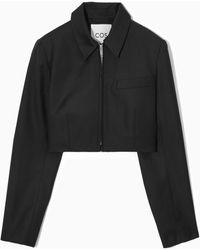 COS - Cropped Wool-blend Tailored Jacket - Lyst