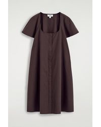 COS - Fluted-Sleeve Cotton Mini Dress - Lyst