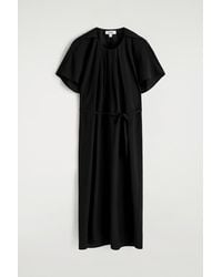 COS Waisted Dress With Pleats in Black | Lyst