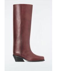 COS - Square-toe Leather Knee-high Boots - Lyst