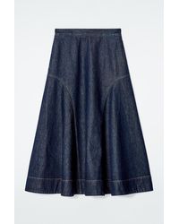 COS - Raw Denim A-Line Midi Skirt - Lyst