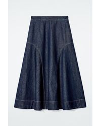 COS - Raw Denim A-Line Midi Skirt - Lyst