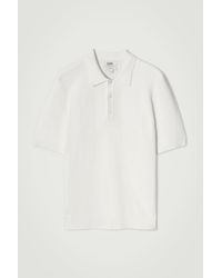 COS - Textured Knitted Cotton Polo Shirt - Lyst