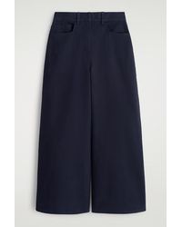 COS - Cotton Cropped Wide-Leg Trousers - Lyst