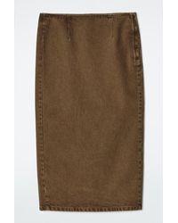 COS - Straight Denim Midi Skirt - Lyst