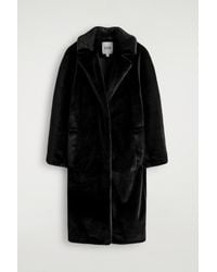 COS - Fur-Effect Long Coat - Lyst