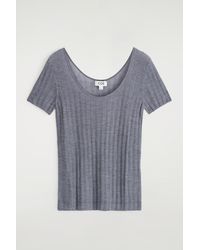 COS - Ribbed-Knit Silk T-Shirt - Lyst