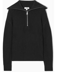 COS - Pullover Aus Woll-baumwoll-mix Mit Reissverschluss - Lyst