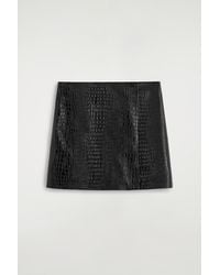 COS - Croc-Effect Leather Mini Wrap Skirt - Lyst