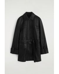 COS - Belted Leather Workwear Jacket - Lyst