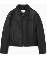COS - Leather Racer Jacket - Lyst