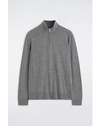 COS - Merino Wool Zip-Up Funnel-Neck Sweater - Lyst