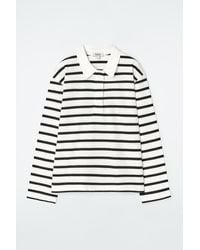 COS - Relaxed Striped Long-Sleeved Polo Shirt - Lyst