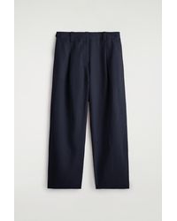 COS - Buckle-Detail Linen Barrel-Leg Pants - Lyst