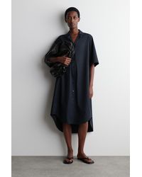 COS - Midi-Hemdkleid Mit Kurzen Ärmeln Und Gürtel - Lyst