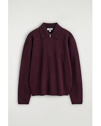 COS - Merino Wool-Yak Zip-Up Polo Shirt - Lyst