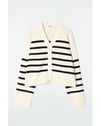 COS - Striped Merino Wool V-Neck Cardigan - Lyst
