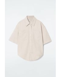 COS - Curved-hem Short-sleeved Denim Shirt - Lyst