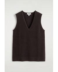 COS - Wool V-Neck Tunic Vest - Lyst