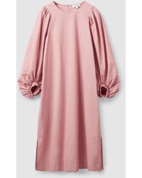 COS Puff-sleeve Midi Dress - Pink