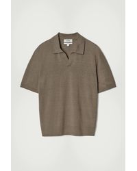 COS - Knitted Linen Polo Shirt - Lyst