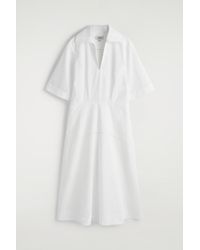 COS - Embroidered Pima Cotton Midi Dress - Lyst