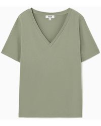 COS - Alltags-t-shirt Mit V-ausschnitt - Lyst