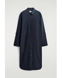 COS Oversized Waisted Denim Shirt Dress in Blue | Lyst
