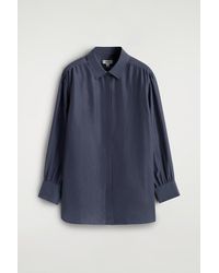 COS - Gathered Crinkled-Silk Shirt - Lyst