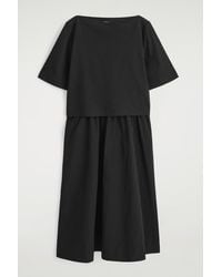 COS - Layered Boat-Neck Midi Dress - Lyst