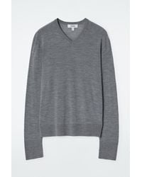 COS - Merino Wool V-neck Jumper - Lyst
