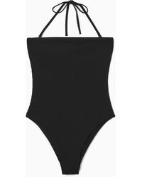 COS - Ribbed Bandeau Swimsuit - Lyst