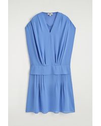 COS - Draped Pleated V-Neck Midi Dress - Lyst