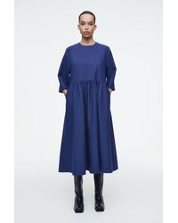 COS - Midikleid Aus Woll-Mix Mit Raffungen - Lyst
