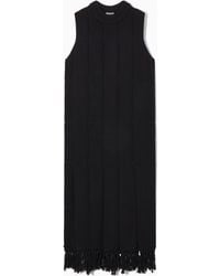 COS - Fringed Panelled Wool Midi Dress - Lyst