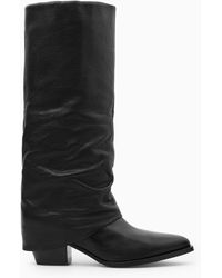 COS - Slouched Leather Knee Boots - Lyst