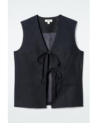 COS - Linen-Blend Tie-Front Waistcoat - Lyst