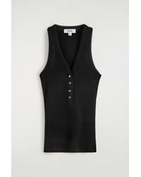 COS - Ribbed-Knit Henley Tank Top - Lyst
