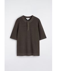 COS - Knitted Linen Henley T-Shirt - Lyst