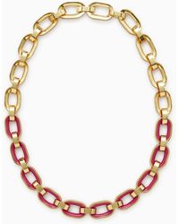 COS Enameled Chain Necklace - Metallic