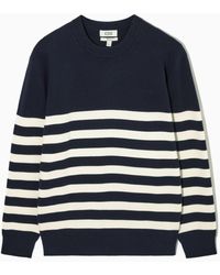 COS Regular-fit Striped Wool Sweater in Blue for Men | Lyst
