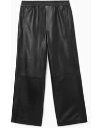 COS - Straight-leg Elasticated Leather Pants - Lyst