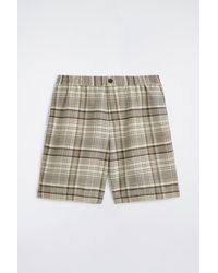 COS - Checked Linen-Blend Shorts - Lyst