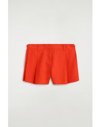 COS - Pleated Belted Linen Shorts - Lyst