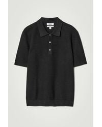 COS - Textured Knitted Cotton Polo Shirt - Lyst
