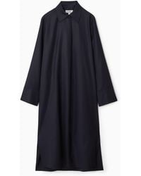 COS - Deconstructed Wool Midi Shirt Dress - Lyst