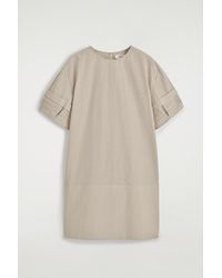 COS - Pintucked Cotton Mini Dress - Lyst
