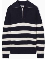 COS - Wool And Cotton-blend Half-zip Jumper - Lyst