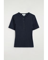 COS - Ribbed Henley T-Shirt - Lyst